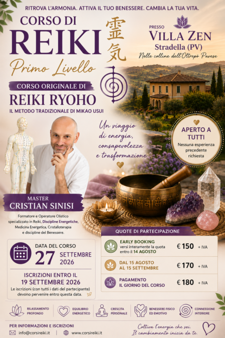 CORSO DI REIKI 1°LIV. - Master Cristian Sinisi a villa zen